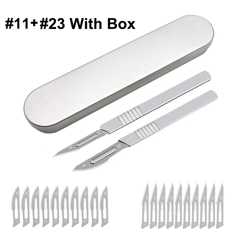 Herramienta de reparación y escultura de corte médico quirúrgico No 11 23 DIY acero al carbono tallado bisturí de Metal cuchillas con mango de cuchillo