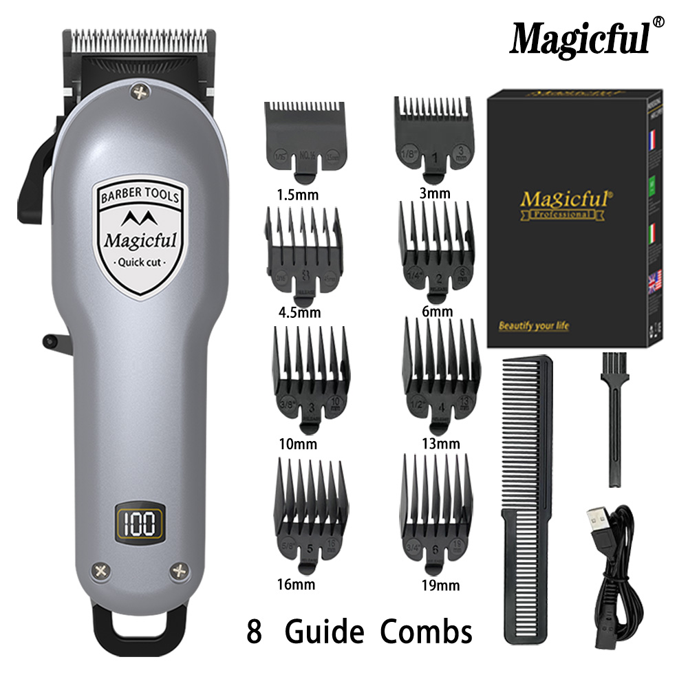 Magical moda profissional acabamento aparador de cabelo para homens recarregável li-ion bateria barbear ajustável máquina de cortar cabelo elétrica