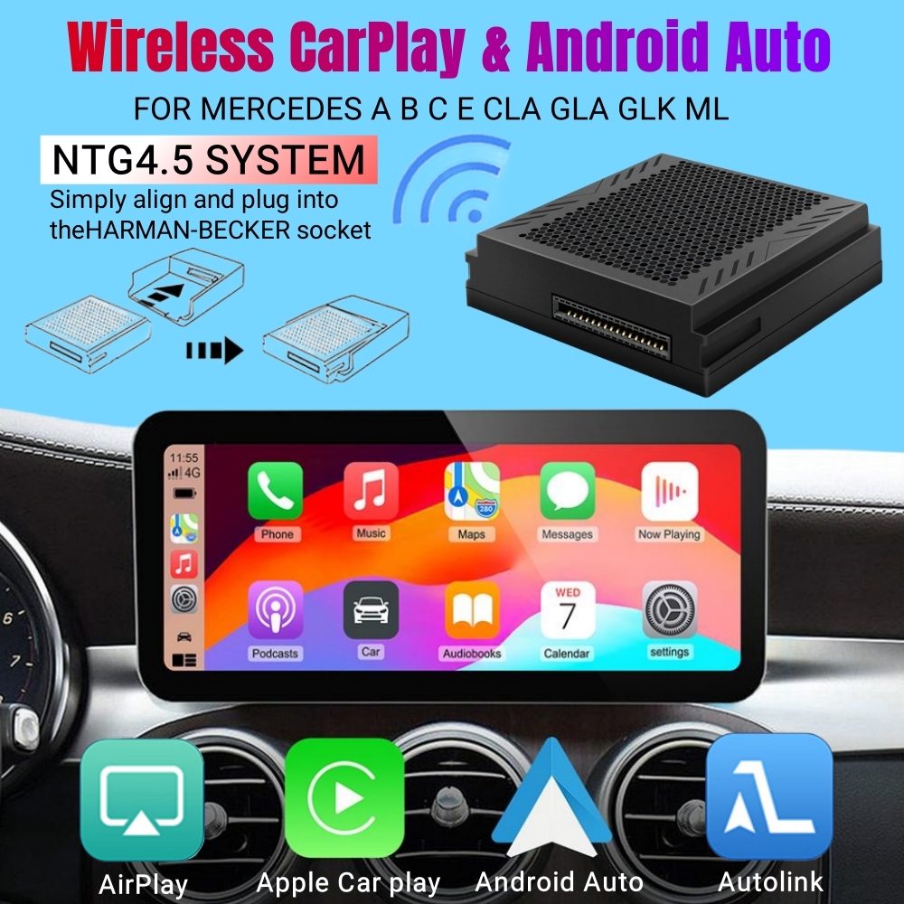 Upgrade Draadloze Carplay Geschikt Voor Mercedes Benz A B C E CLA GLA GLK ML Sprinter NTG4.5 Becker Module Android Auto Navigatie