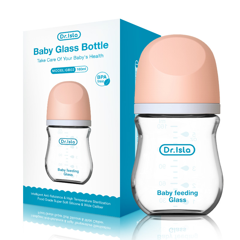 Venta superior, biberones para bebés, biberones de vidrio para lactancia de gran calibre para recién nacidos, biberones de alimentación de leche antiflatulencia para bebés de 0 a 3 meses, sin BPA