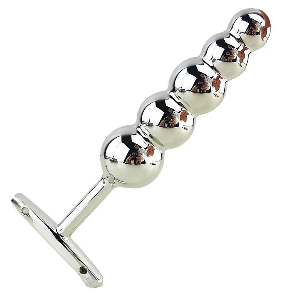 Tapón Anal de Metal grande, gancho con cuentas para glúteos, cinco bolas, Juguetes sexuales SM para mujeres/hombres, masaje de próstata, consolador Gay, dilatador de ano, esclavo, BDSM