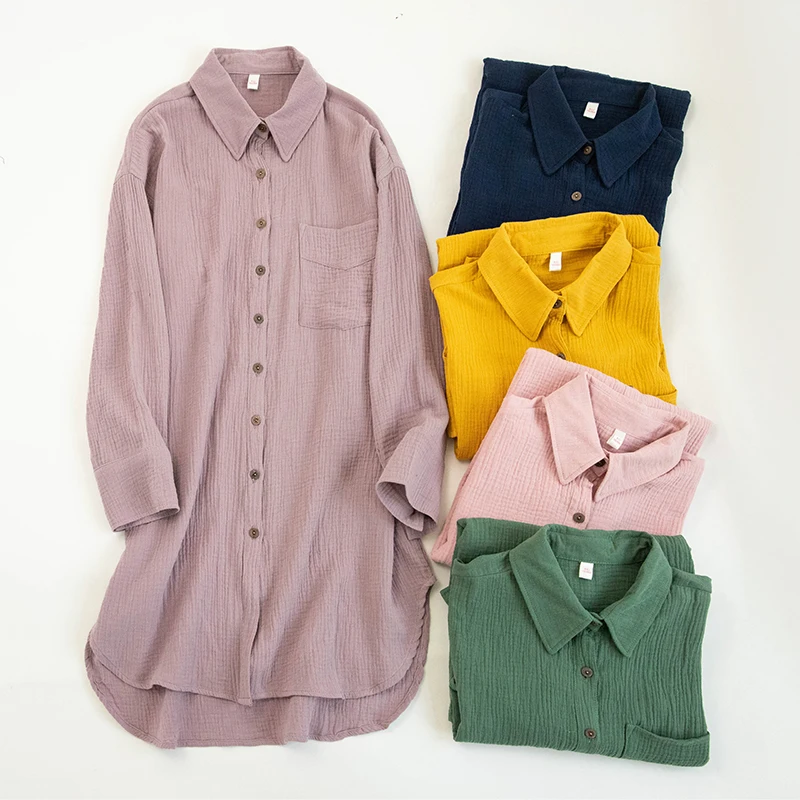 100% Katoen Chic Elegante Shirt Jurk Voor Vrouwen Turn Down Kraag Lange Mouwen Party Verjaardag Jurk Boho Zonnejurk Vestidos