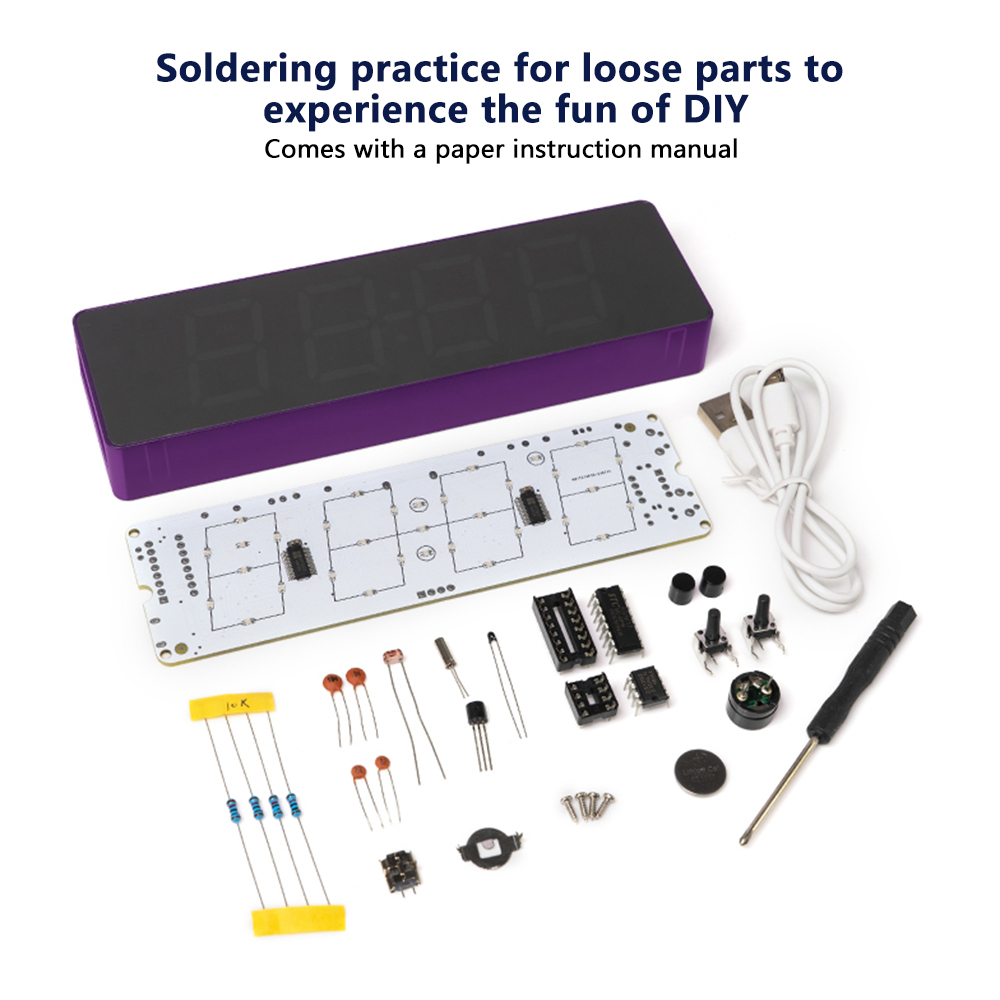 Kleurrijke digitale elektronische klok DIY-kit Kleurrijke RGB-klok Enkele chip Laspraktijktraining Productie van losse onderdelen