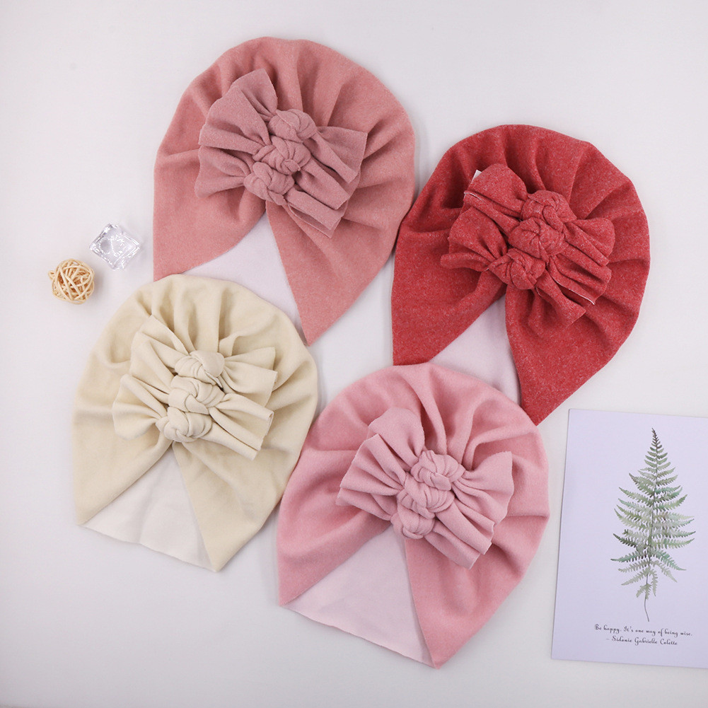 Gorros para recién nacidos, turbante con lazo para bebé, niñas, niños de 0 a 3 años, Jacquard elástico, gorro indio, accesorios para fotos de oreja de trigo