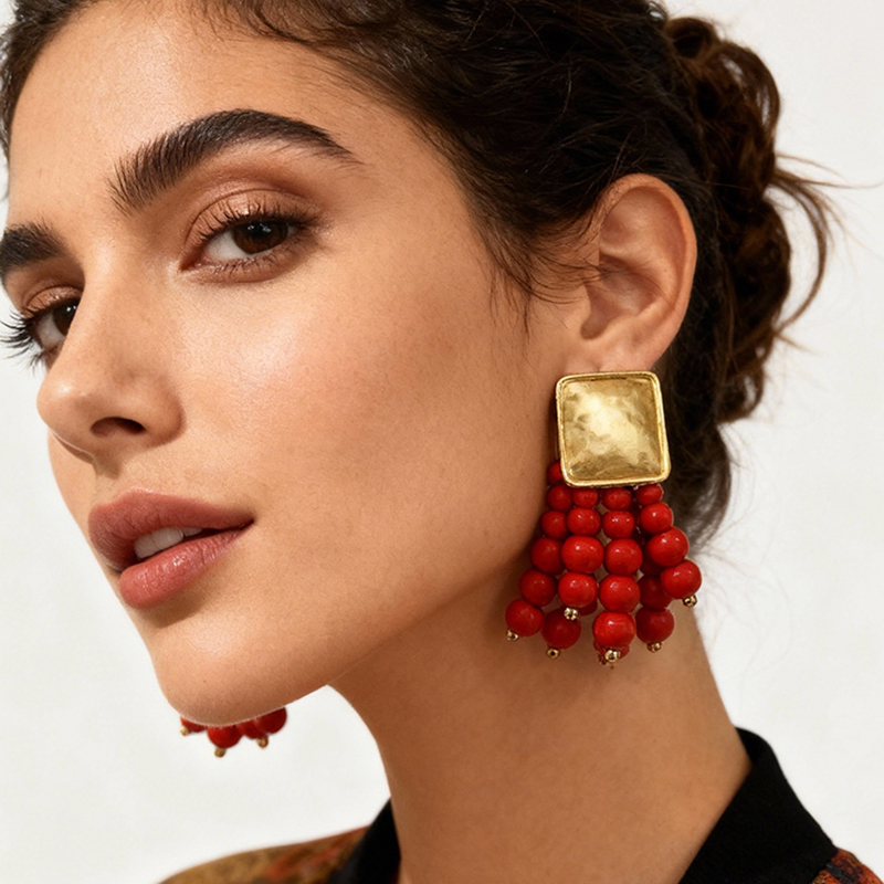 Vintage handgemachte Holz Tropfen baumeln Ohrringe Maxi Perlen böhmischen Statement Hochzeit Schmuck für Frauen Brincos