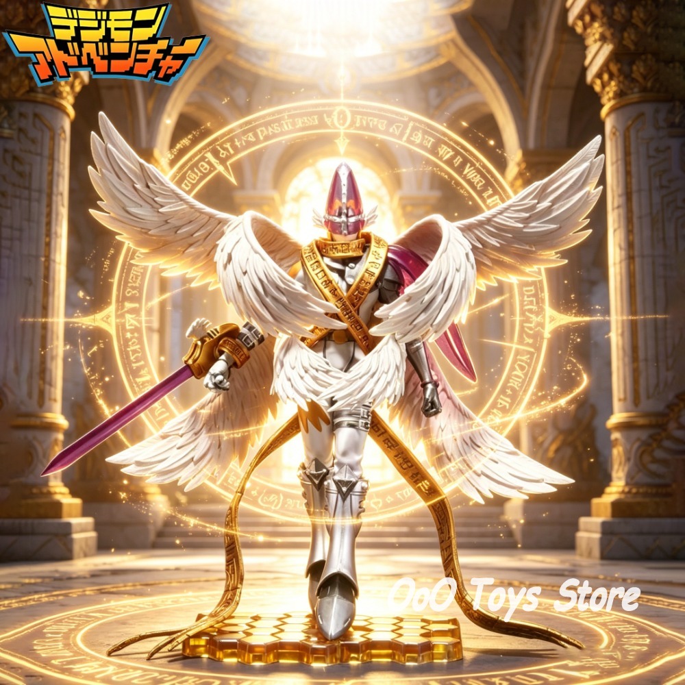 Figura de Anime Digimon Adventure de 22 cm/8.6 pulgadas, figura de acción de Holy Angemon de cuerpo completo, estatua de PVC, modelo coleccionable, juguetes, regalos