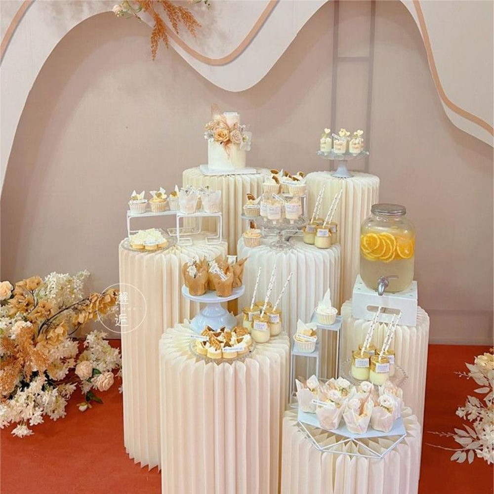 Soporte de exhibición de cilindro plegable de papel para decoración de boda, fiesta de cumpleaños, mesa de postre, soporte para pastel, decoración para Baby Shower Ramadán