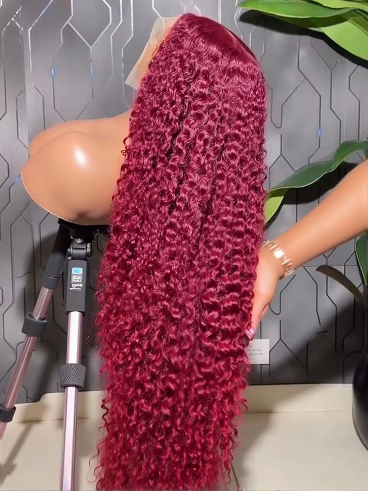 99j borgonha 13x6 hd laço frontal peruca de cabelo humano 30 Polegada vermelho colorido brasileiro onda profunda encaracolado perucas 13x4 onda de água peruca frontal