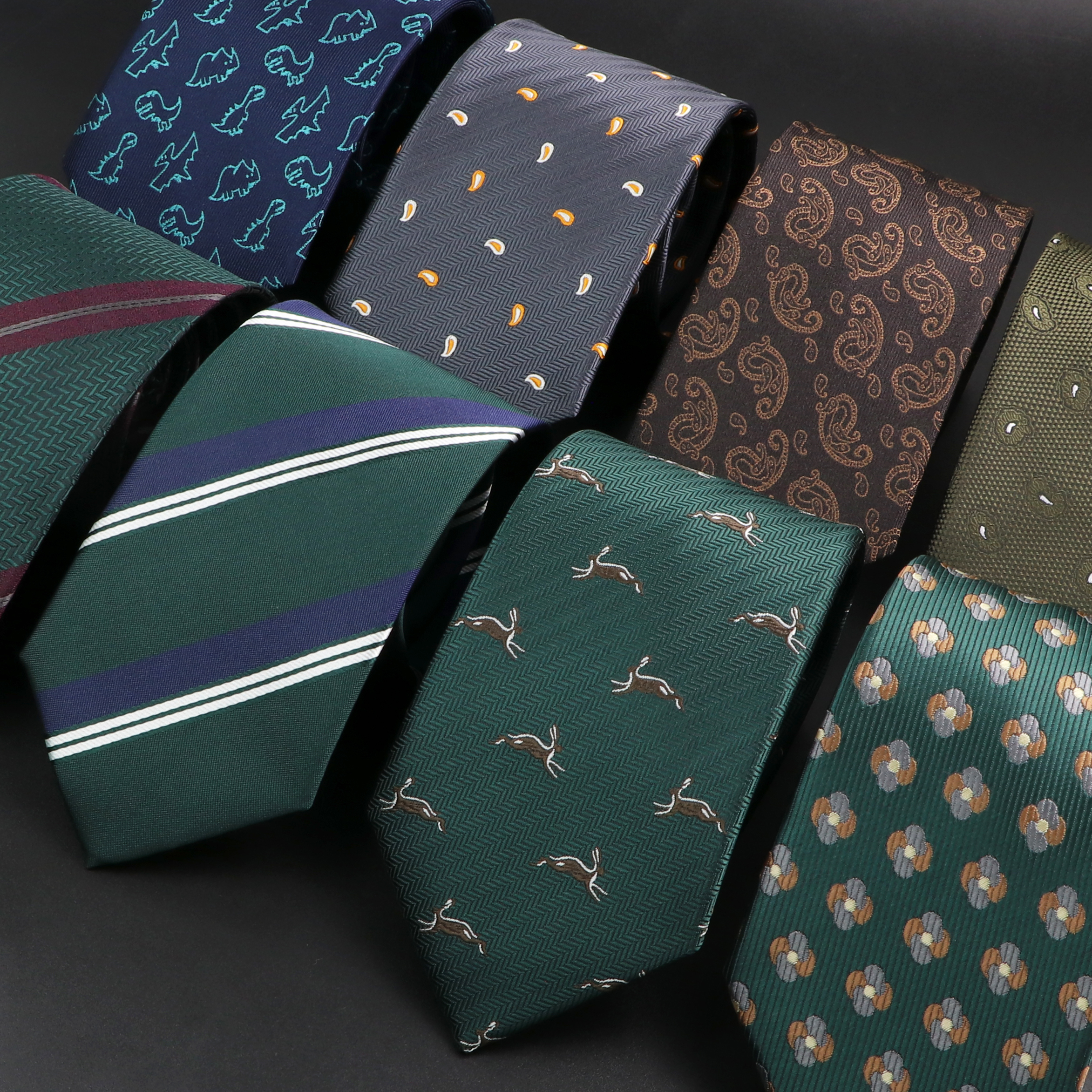 Novalty Striped Dot Animal Ties For Men Wedding Business Neckties Skinny Slim 7cm Width Male Groom Suit Shirt Cravat Accessory