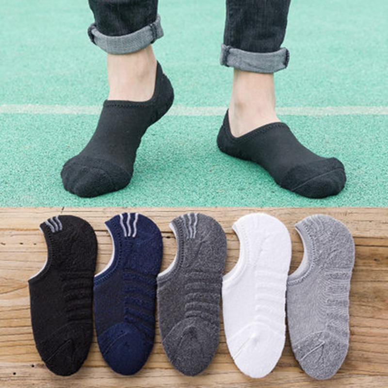 Herren-Mode-Bootssocken mit Frottee-Sohle, Baumwolle, Sport, Schweißabsorbierend, Silikon-Antirutsch, Unsichtbare Socken, Übergröße 41-45