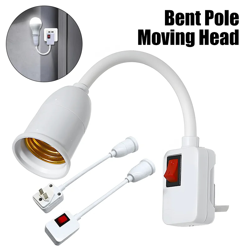 Flexible tube lamp holder E27 screw socket, rotatable European style plug with switch, bulb holder for wall mounted lamps