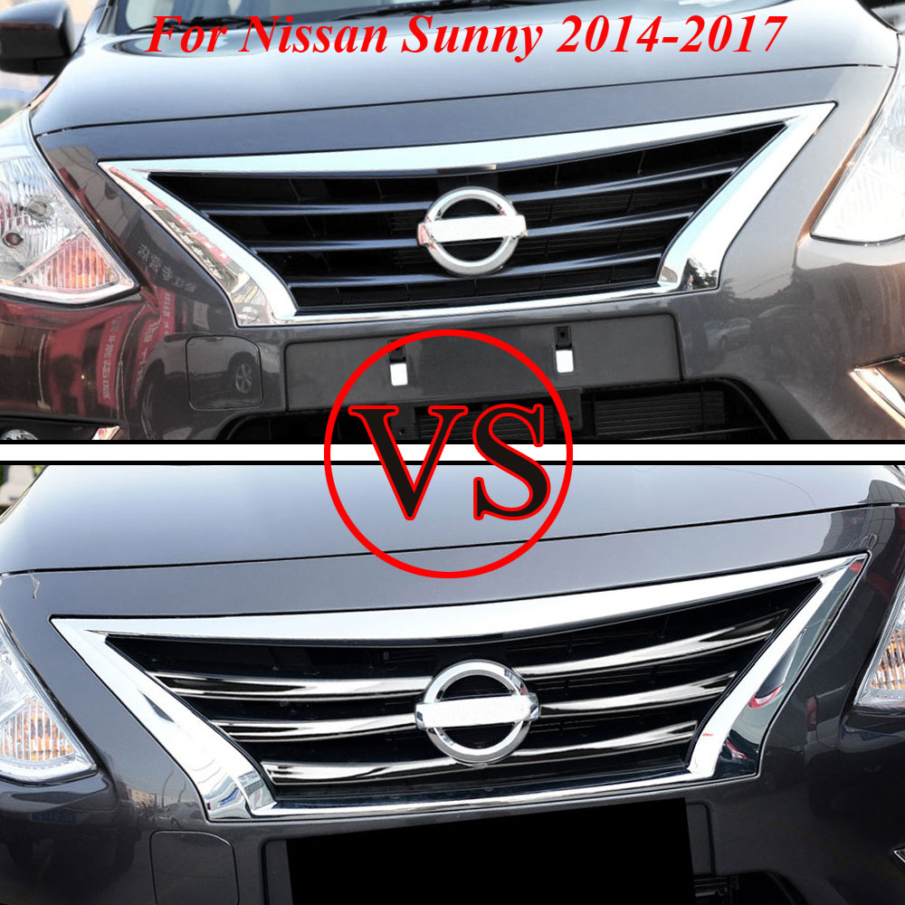 สําหรับ Nissan Sunny N17 Versa 2014-2017 รถด้านหน้ากระจังหน้าหัวกันชน Trim Grille สติกเกอร์ 6 ชิ้น/เซ็ต ABS Chrome อุปกรณ์เสริม
