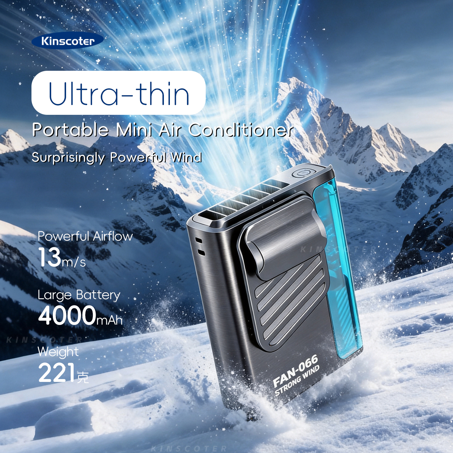 Neuer Outdoor-Hüftventilator 4000mAh USB Multifunktionaler Mini-Kühlventilator 5 Geschwindigkeiten Digitale Anzeige Tragbarer Wiederaufladbarer Ventilator