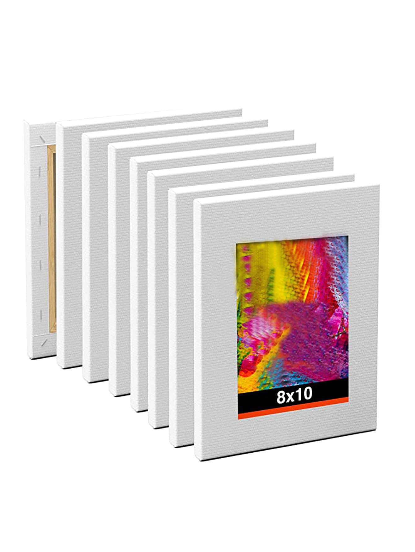 塗装用の白いストレッチキャンバス、綿100% 、下塗りのキャンバスボード、アクリル絵の具、油絵、8x10インチ