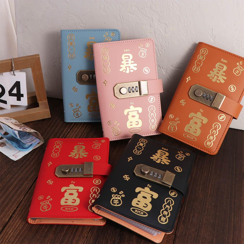 50Sheets Saving Money Binder PU Leather Portable Budget Binder with Lock Savings Handbook Wallet Storage Account Book