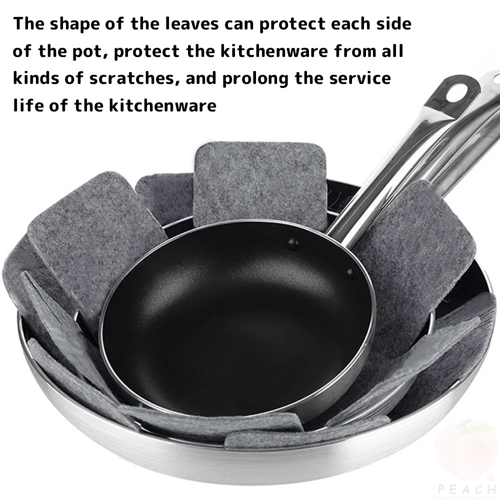 Protectores de Ollas y Sartenes, 12 Piezas, Separadores de Ollas, Almohadillas No Tejidas, 3 Tamaños, Separadores para Proteger Utensilios de Cocina