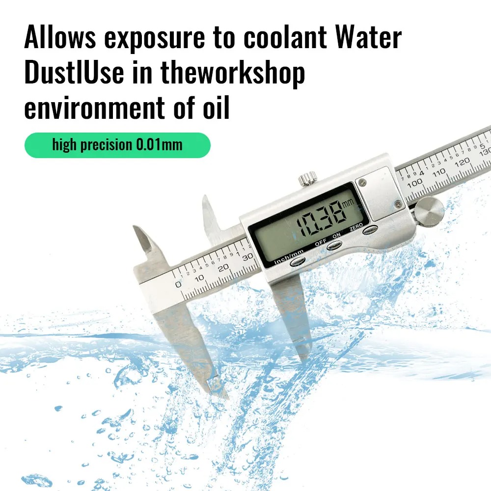 Calibrador Digital Vernier de 6 Pulgadas (150 mm), Micrómetro de Acero Inoxidable, Herramienta de Medición, Regla de Profundidad