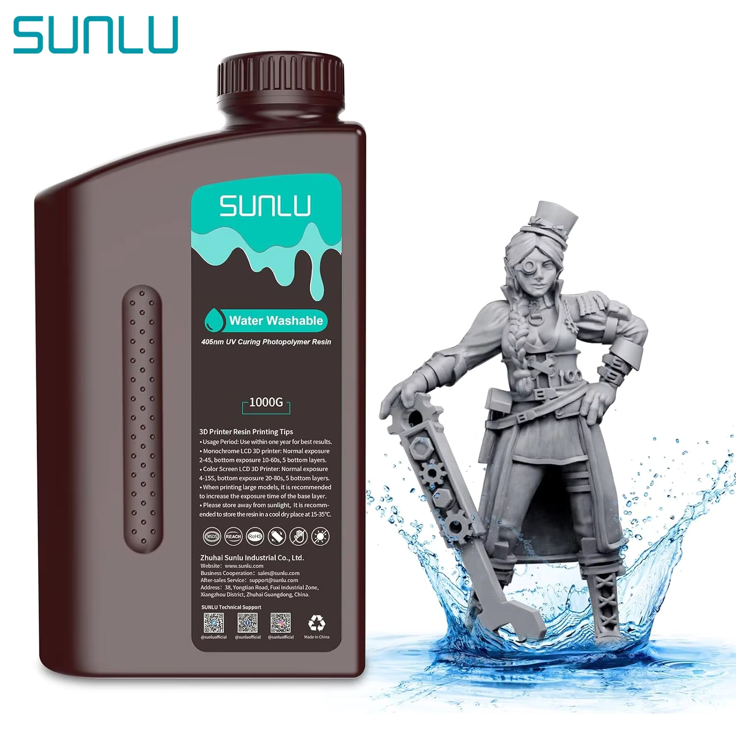 Sunlu Water Wasbare 3d Printing Hars 405 Lage Geur Hoge Precisie Snelle Uitharding Voor Lcd 3d Printer Fotopolymeer Standaard Hars