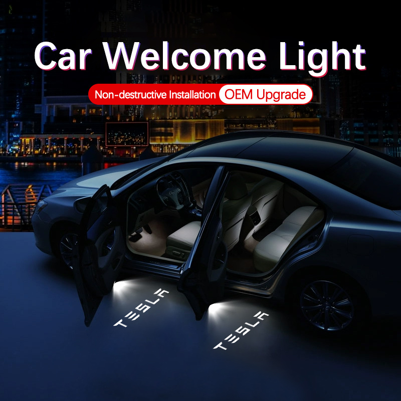 Для Tesla 2 шт. HD-проекторы для автомобиля, светодиодные лампы для подсветки дверей, для Tesla Model S, Model Y, Model 3, Model X