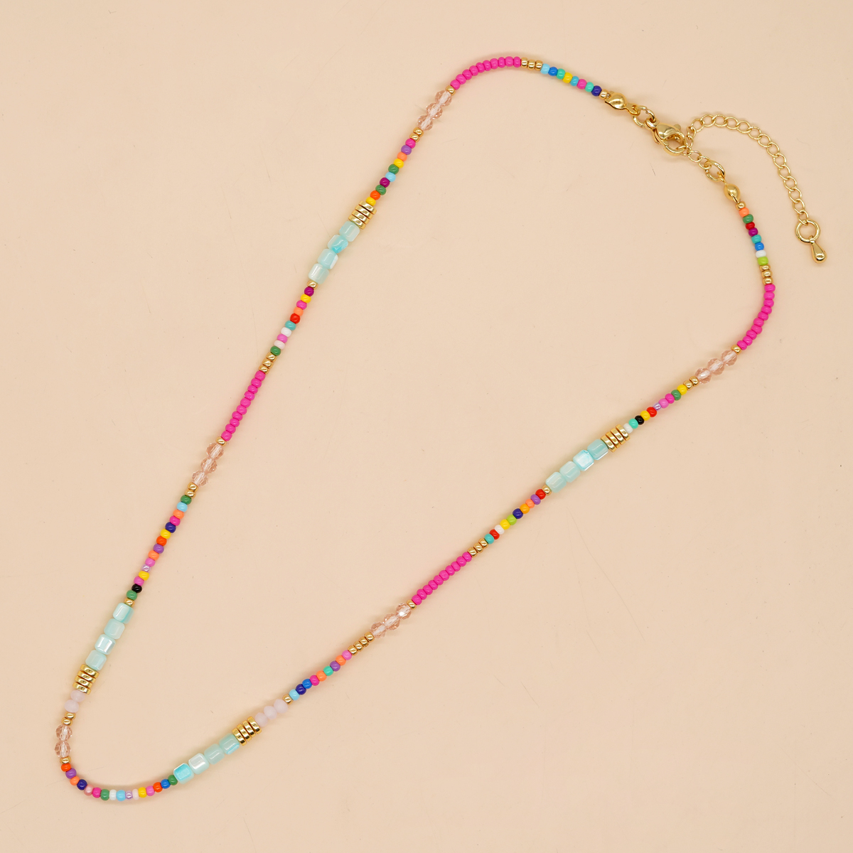 สร้อยคอลูกปัดโบฮีเมียน Go2boho สำหรับผู้หญิงสีรุ้งหลากสีสำหรับฤดูร้อนสร้อยคอคริสตัลโบฮีเมียนเครื่องประดับชายหาด
