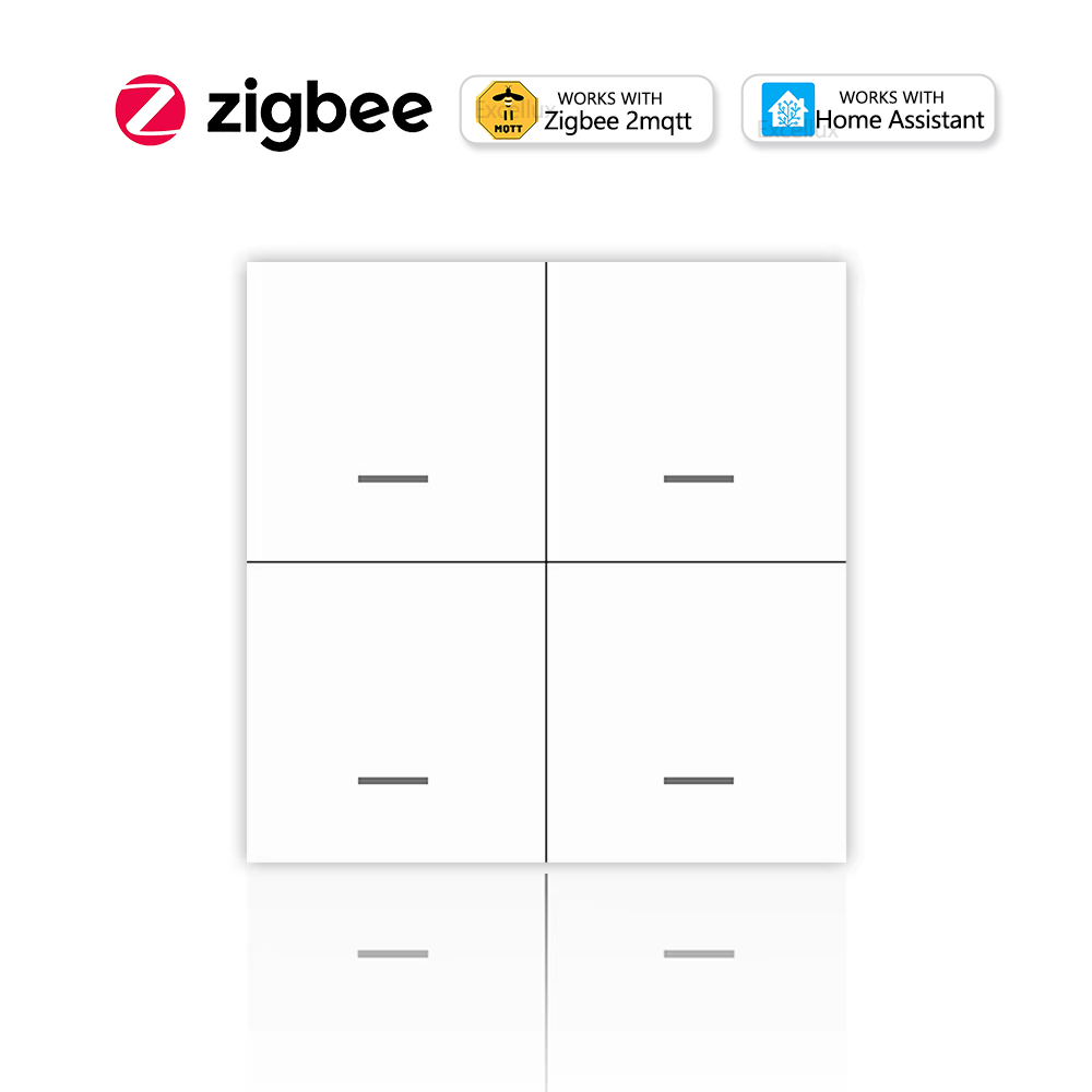 Interruptor de escena inteligente ZigBee, interruptor de escena inalámbrico, 4 entradas, 12 modos, controlador de botón pulsador de escenario automático, compatible con Zigbee2mqtt