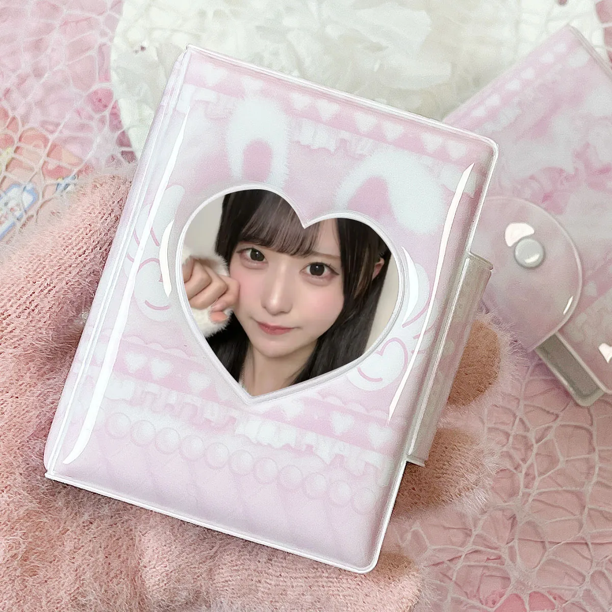 Niedliches rosa Engel-Häschen-Fotoalbum, Kpop-koreanischer Unterhaltungs-Fotokartenhalter, geeignet für 3-3,5-Zoll-Fotokarte, große Kapazität, Star Chasing Idol-Fotokartenaufbewahrung und Schutzhalter