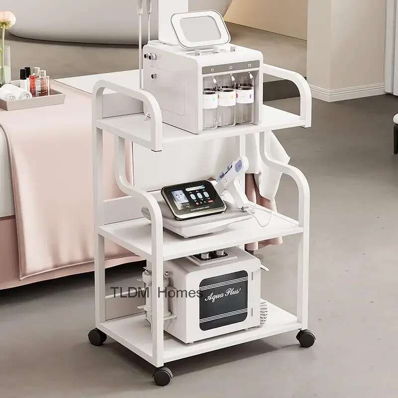 Tattoo Cart Iron Trolley Shopping RVS Lash Pedicure Houten meubilair Salon Transparant Kleine Spa Make-up Kaptafel