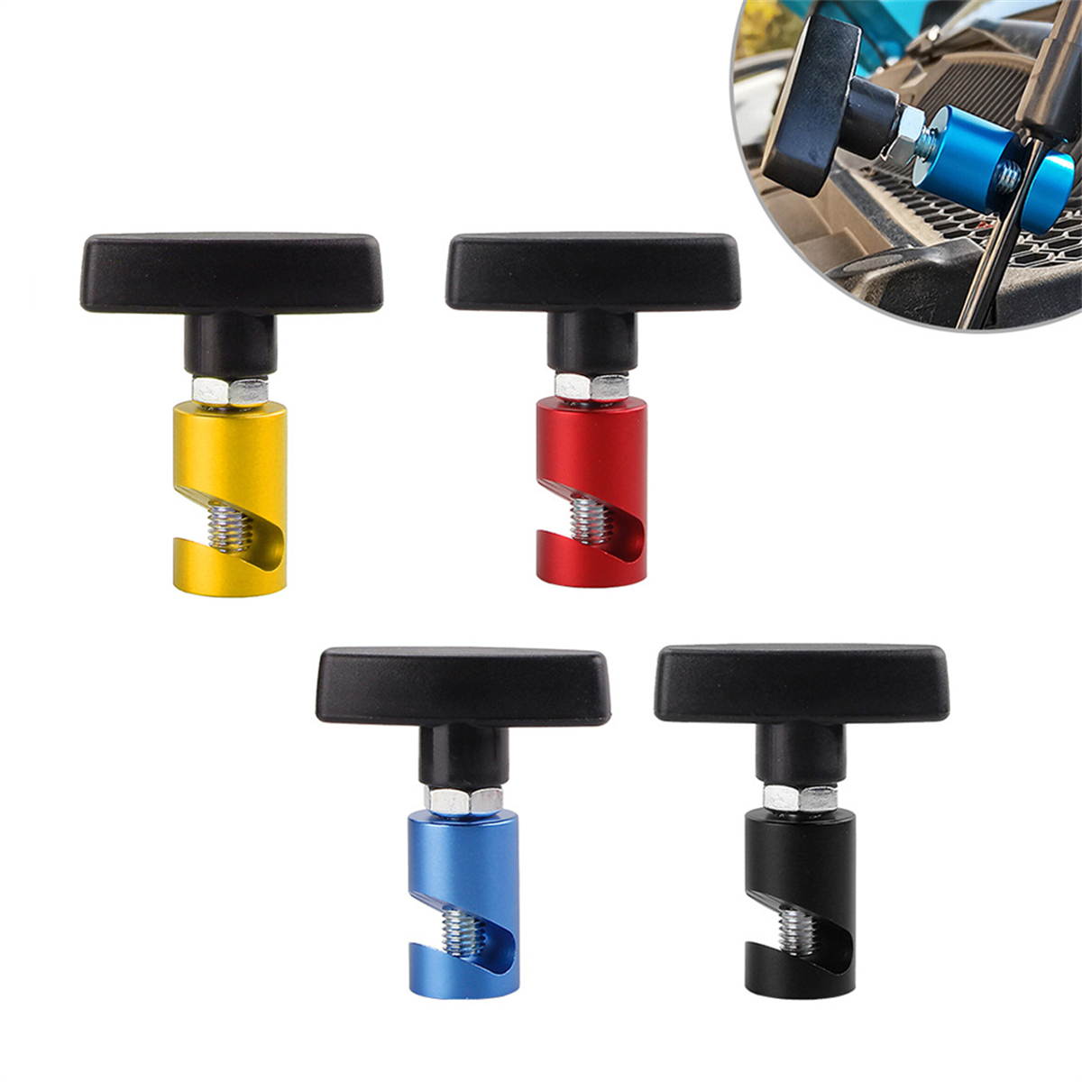 Soporte de aluminio para capó de coche, abrazadera antideslizante, cubierta delantera del motor, maletero trasero, puntal de Gas, varilla de soporte de elevación, tapón de herramienta de fijación