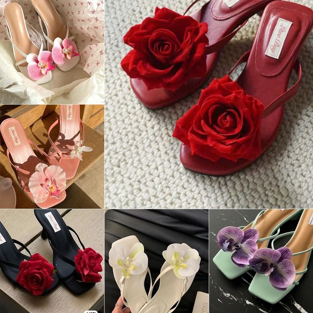 1 Para Symulowanych Kolorowych Ozdób do Butów w Stylu Tajskiej Wróżki, Personalizowany Design, Orchidea Falenopsis, Kwiaty do Butów, Sandały