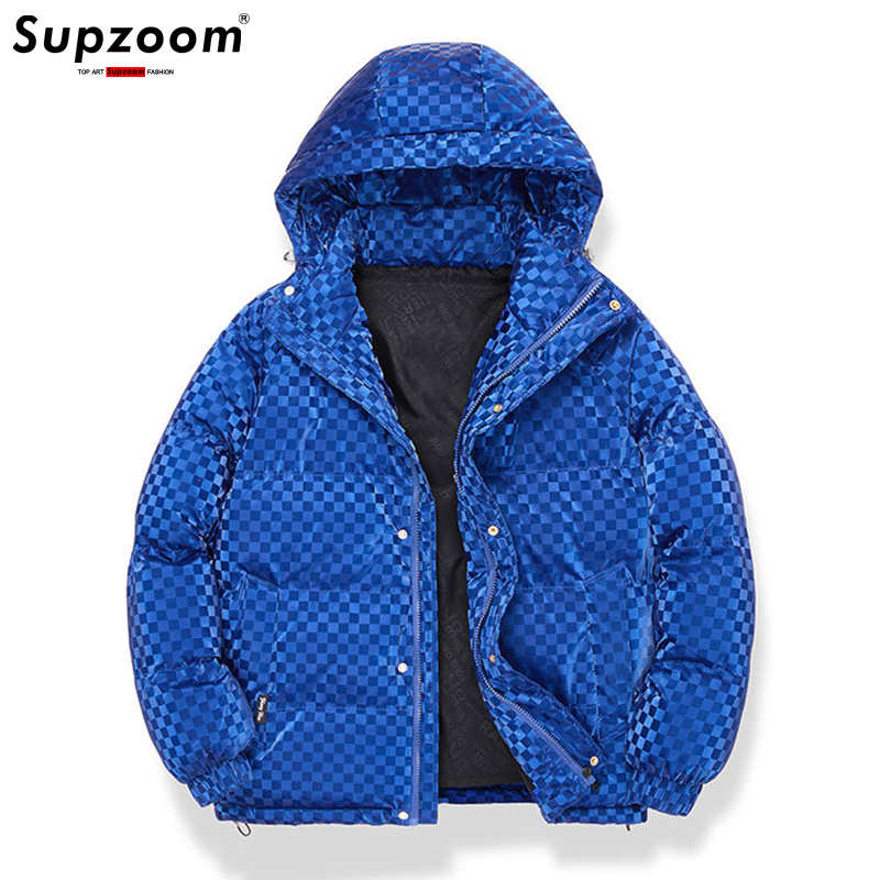 Supzoom, recién llegado, informal, para hombre, invierno, moda, con capucha, pan, pareja, cara brillante, abrigo grueso estrellado, chaquetas acolchadas de algodón