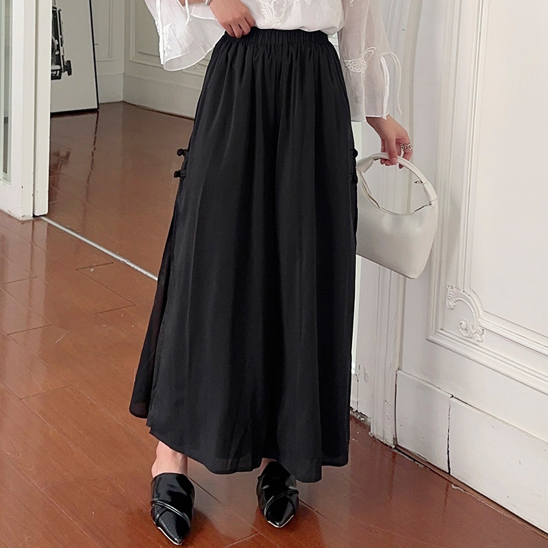 Vintage Dames Wijde Pijpen Broek Met Hoge Taille Rok Broek Losse Casual Strakke Broek Zomer Chinese Stijl Damesbroek