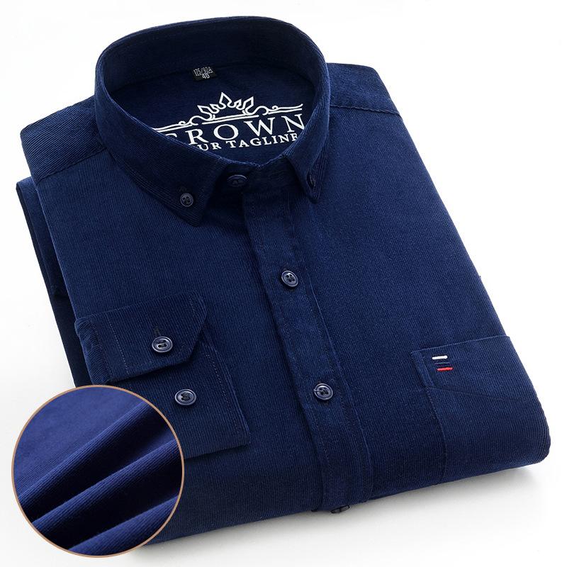 Camisa de pana de algodón 100% de talla grande 7XL para hombre, camisas de vestir informales de manga larga de ajuste Regular para el hogar, ropa cómoda con bolsillos