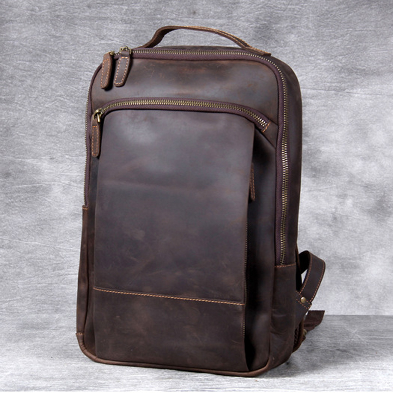 Đầm Crazy Horse Chính Hãng Ba Lô Da Nam Ba Lô Da Hàng Ngày Bagpack Nam Có Túi Traving Đi Bộ Đường Dài Ba Lô Lớn