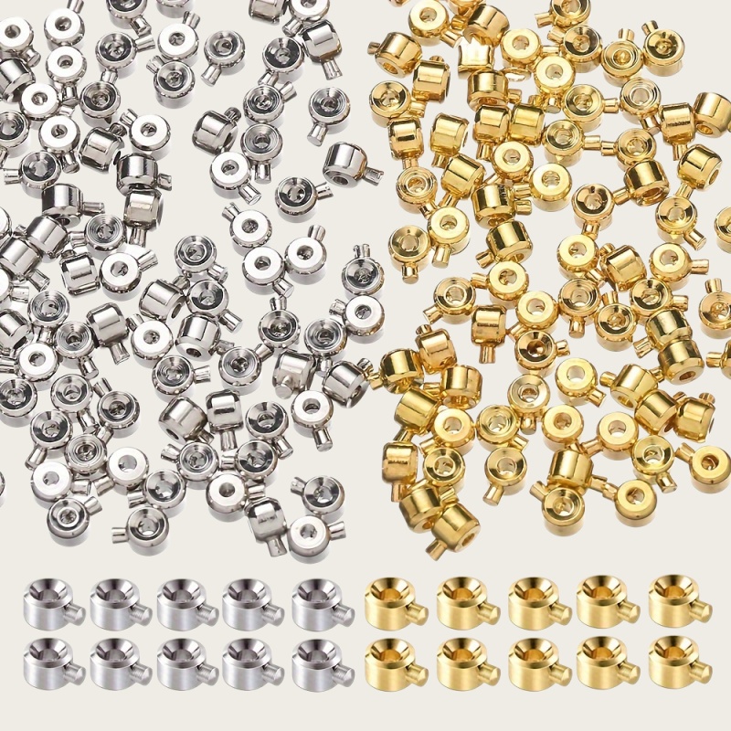 20 ชิ้น 3×4 มม. ตัวล็อคทองแดงพร้อมฝาครอบลูกปัด ตัวเชื่อมต่ออเนกประสงค์สำหรับ DIY สร้อยข้อมือลูกปัด สร้อยคอ เครื่องประดับ