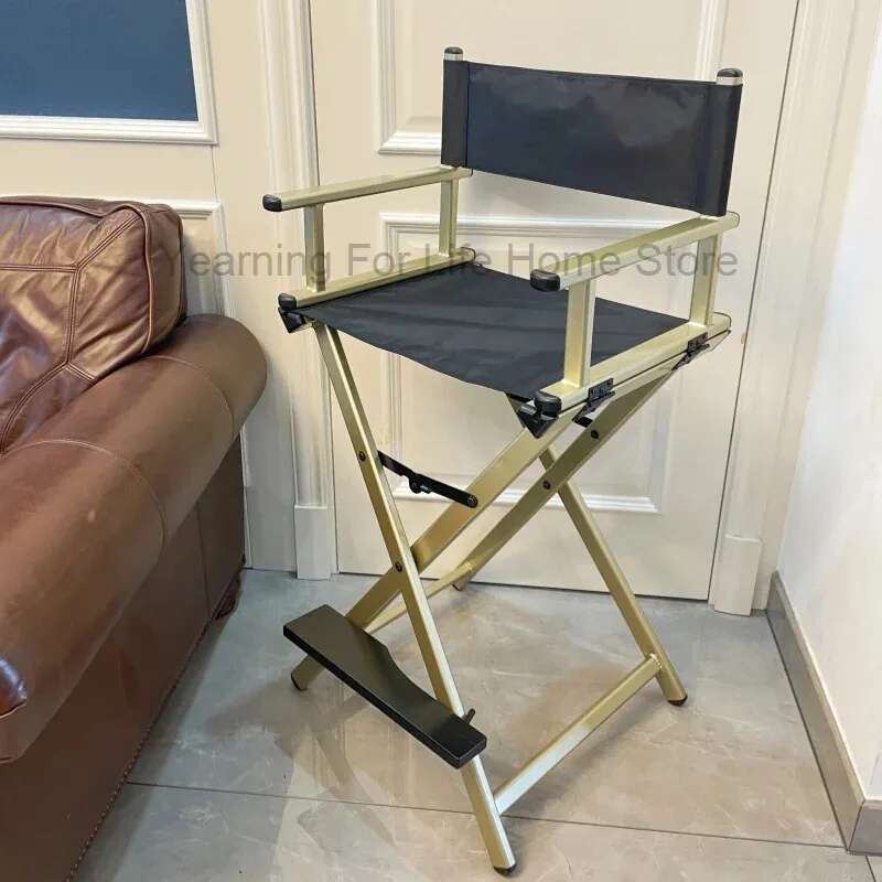 Hoog aluminium frame make-up artiest directeur stoel opvouwbaar tuinmeubilair lichtgewicht draagbare opvouwbare directeur make-up stoel