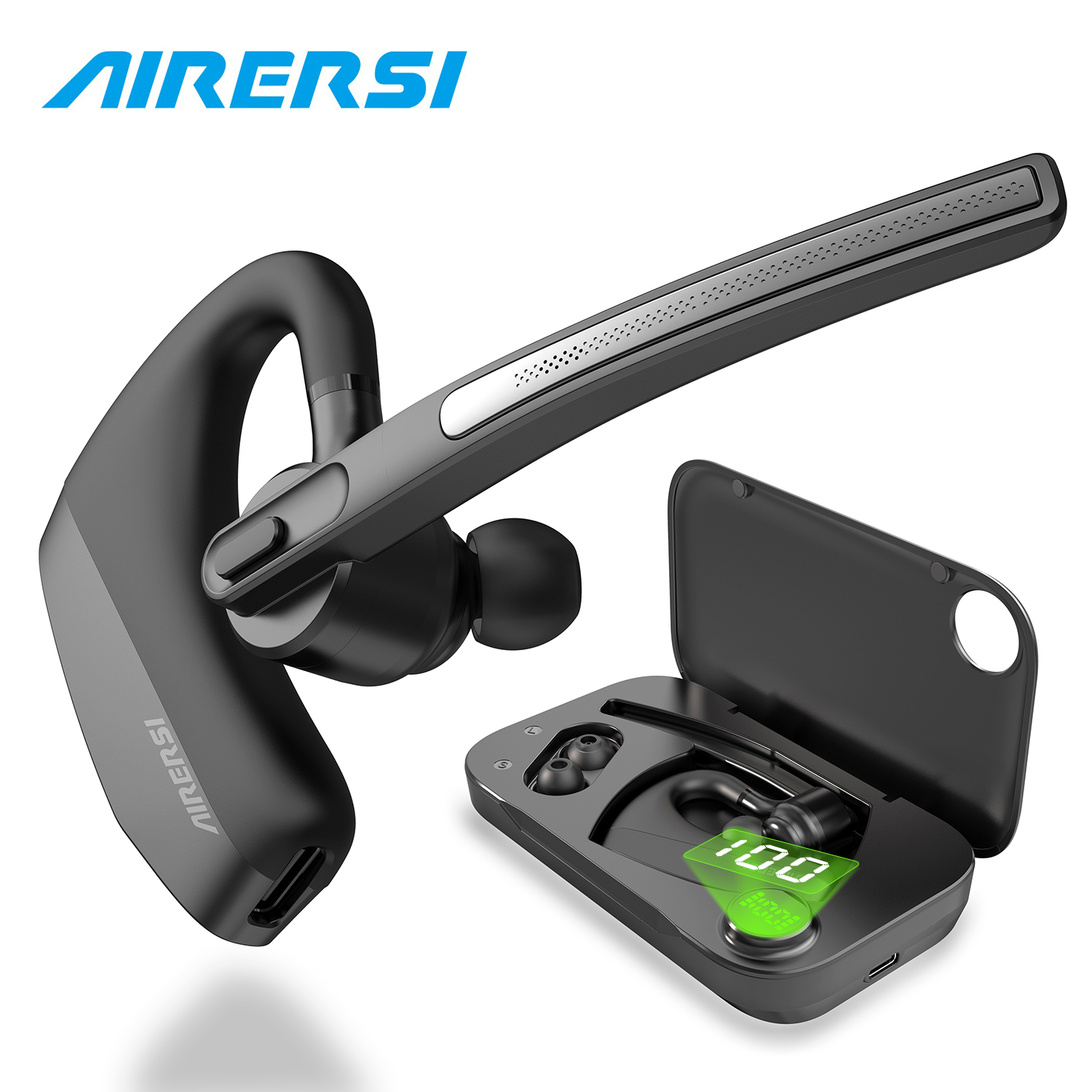 Penyuara telinga tanpa kabel K30 terbaru, Bluetooth 5.3 Headset, mikrofon ganda, peredam kebisingan, penyuara telinga dengan casing pengisian untuk semua ponsel pintar