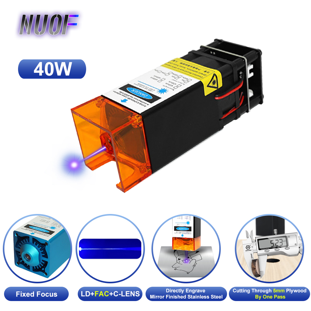 NUOF-Cabezal láser de 40W y 80W, módulo TTL de 450nm, máquina de grabado láser para el hogar, herramienta de corte de marcado de madera