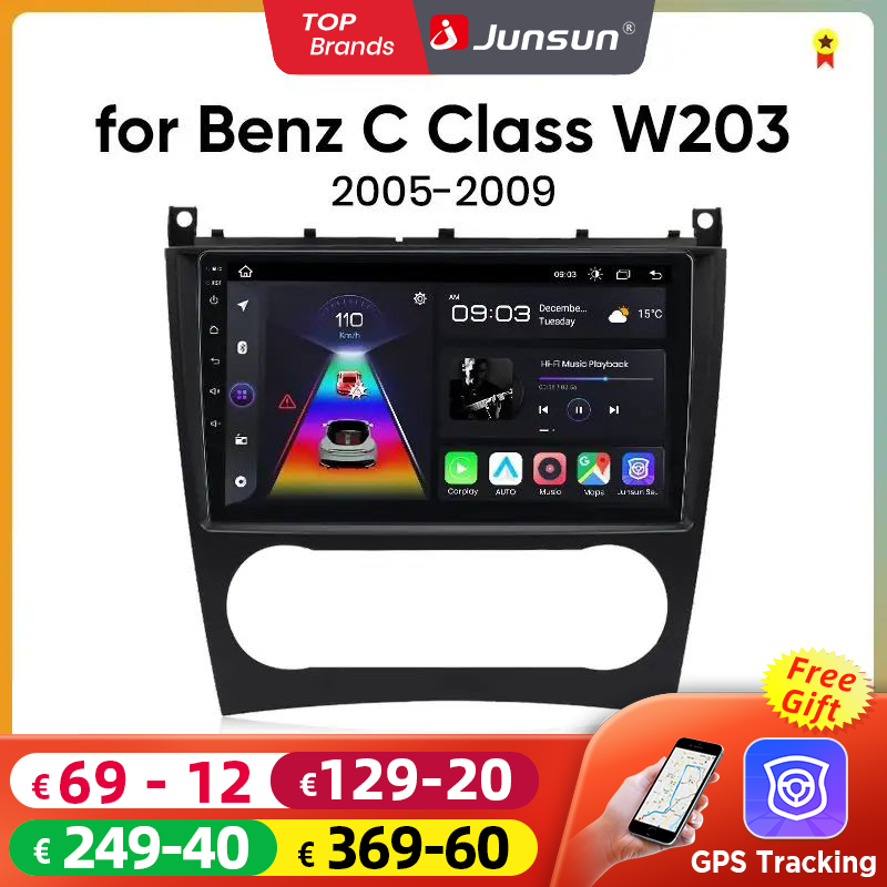 Junsun Android13 Autoradio für Benz C-Klasse W203 2005-2009 Auto Intelligente Systeme für Apple Carplay FM GPS SWC BT