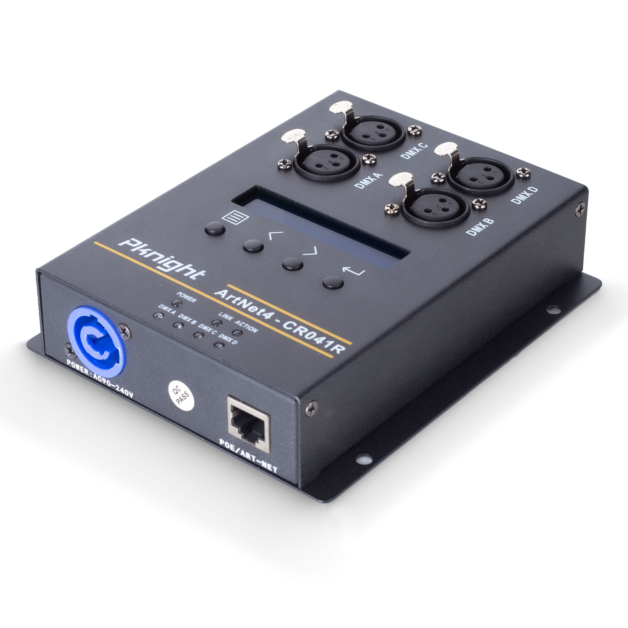 Interfaz de controlador de iluminación Ethernet bidireccional Pknight ArtNet DMX 2048, 4 montables en universo/Truss/PoE CR041R