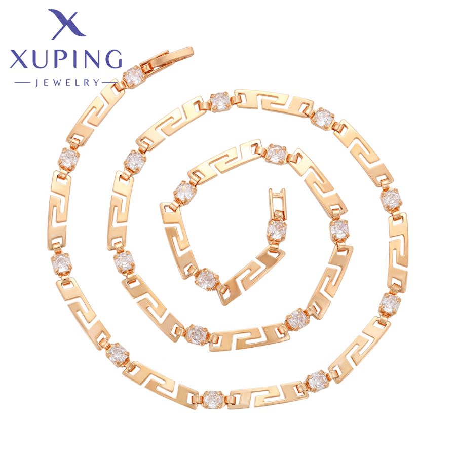 Xuping Jewelry Fashion Collana in lega di rame con ciondolo color oro da 45 cm per donna, regalo per feste squisito X 000813726