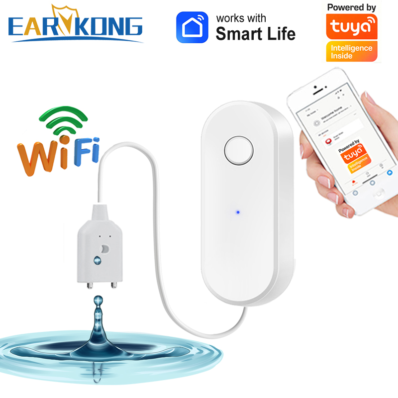 Tuya WiFi สมาร์ทเซ็นเซอร์น้ํารั่ว Liquid Leakage ALARM Overflow เครื่องตรวจจับระดับน้ําท่วม SmartLife APP