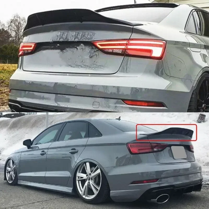 Błyszczący czarny spojler bagażnika Duckbill do Audi A3 S3 RS3 8V Saloon RT Style 2014-20 Samochodowy tylny spojler pokrywy bagażnika Lip Body Kit Spoiler Wings