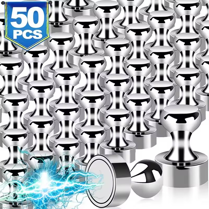 1/50X punaise magnétique en métal crochet fort néodyme punaise magnétique puissance aimant punaises pour tableau blanc réfrigérateur bureau école
