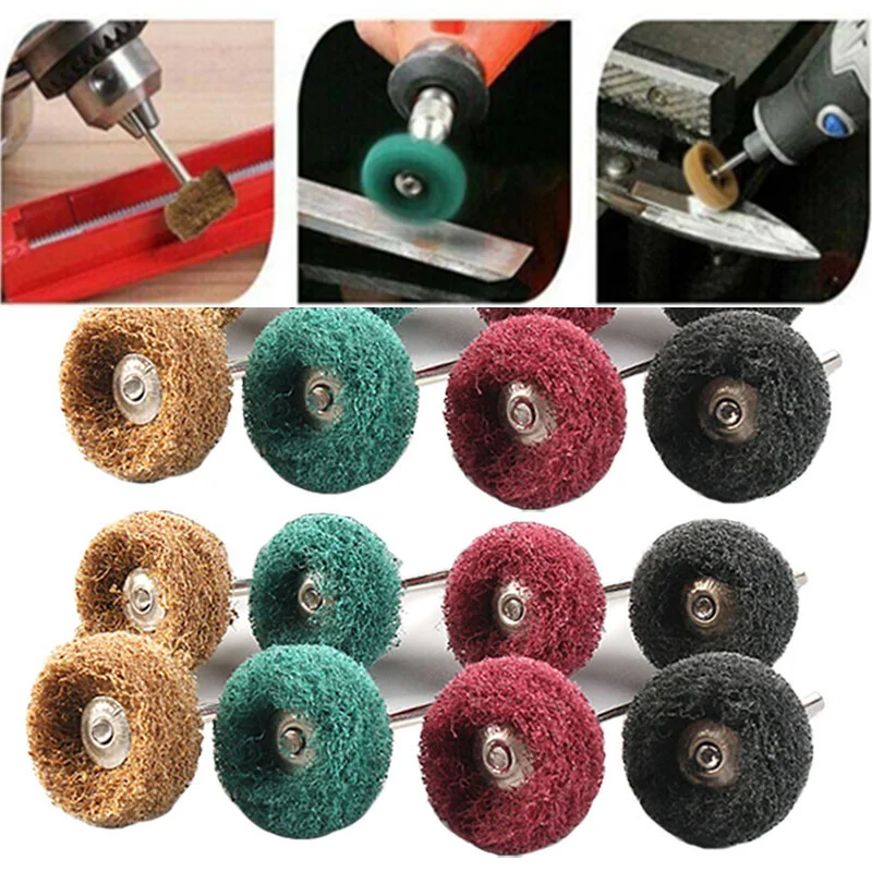 50 stücke Mini Bohrer Schleif Pinsel 2,35mm Schaft Nylon Polieren Polieren Rad Dremel Dreh Hand Werkzeug Zubehör Set rost entferner