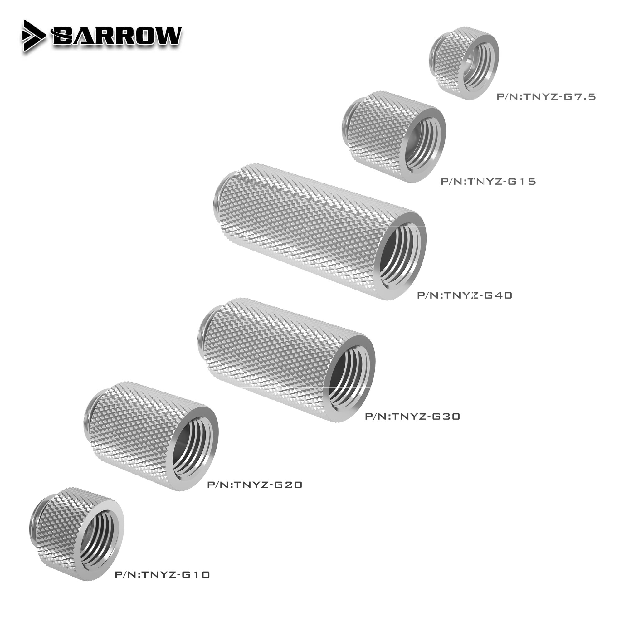 Barrow Extender Stecker auf Buchse Fitting G1/4 Flüssigkeitskühlsystem PC TNYZ-G7.5 TNYZ-G10 TNYZ-G15 TNYZ-G20 TNYZ-G30 TNYZ-G40