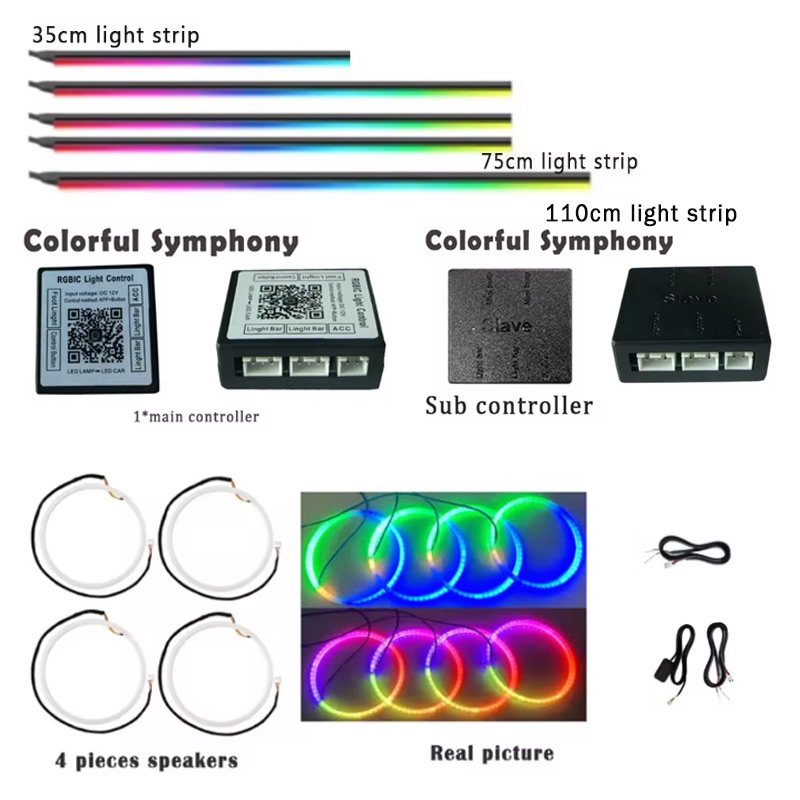 18 w 1 22 w 1 Atmosphere Lights Part Led 213 Color Symphony Main Controller Sub Controller Speaker 35cm 75CM 110CM Light Strip