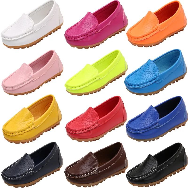 Mode Flats Voor Kinderen Casual Comfortabele PU Lederen Slip Op Schoenen Jongens Meisjes Kids Snoep 10 Kleuren Mocassin Loafers Alle maten