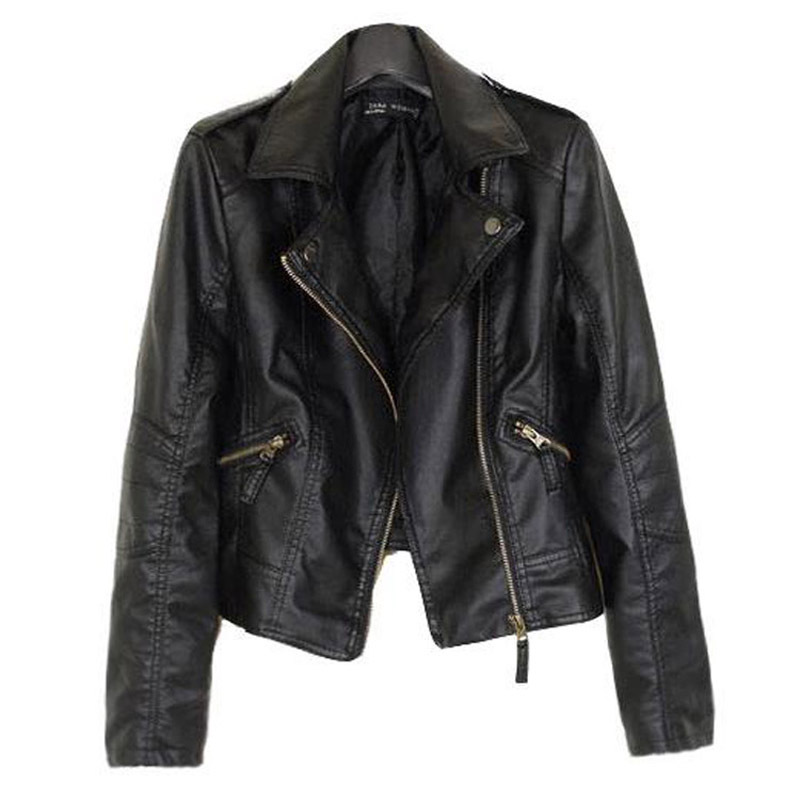 Chaqueta de cuero de PU para mujer, abrigo corto de motocicleta de gran tamaño, ajustado a 40-100kg, primavera y otoño, S-6XL