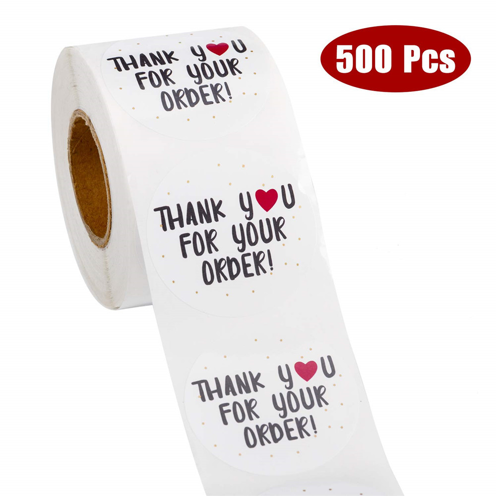 50-500Pcs Terima Kasih untuk Pesanan Anda Stiker Putih Label Stiker Hati Terima Kasih untuk Belanja Toko Kecil Lokal buatan Tangan Stiker