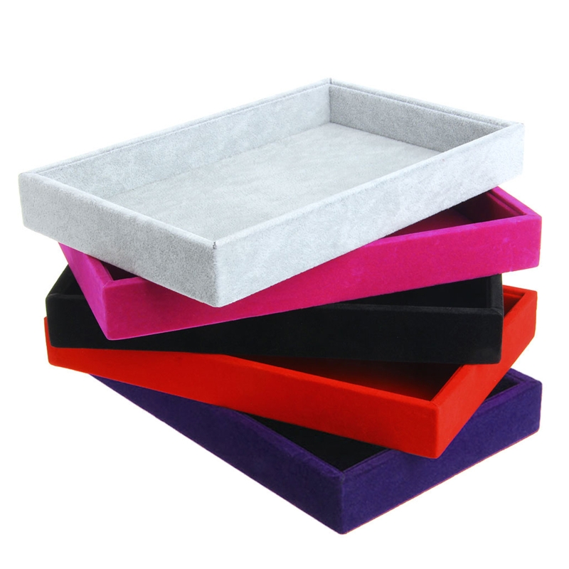 5 Warna Stackable Baki Perhiasan Sisipan Beludru Menangkap Semua Kotak Baki Tampilan Perhiasan Braket Organizer Penyimpanan Dekorasi Butik